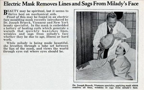 Mặt nạ kích điện tan chảy nếp nhăn Những dụng cụ làm đẹp "gây điên đảo" đầu thế kỷ 20