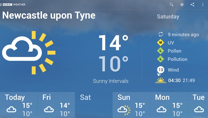 BBC Weather cho Android BBC Weather cho Android