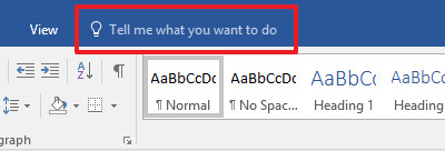 Nhấp chuột lên dòng chữ Tell me what you want to do
