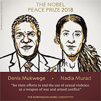 Nobel Hòa bình 2018 cho bác sĩ và nhà hoạt động chống bạo lực tình dục Nobel Hòa bình 2018 cho bác sĩ và nhà hoạt động chống bạo lực tình dục