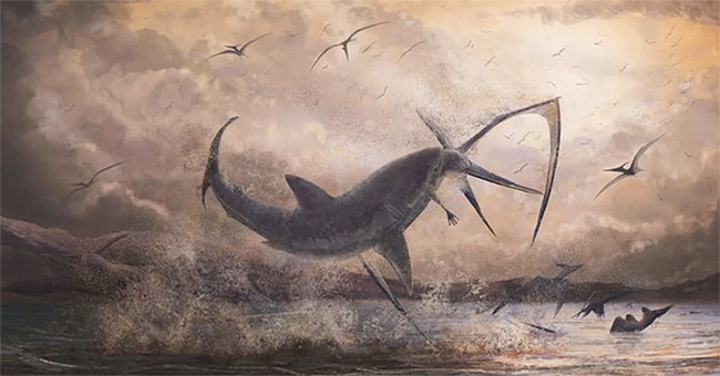 Bằng chứng cá mập cổ đại phi thân ngoạm cổ thằn lằn bay