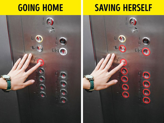 Nếu đang ở trong thang máy có kẻ tình nghi, hãy bấm các nút cho mỗi tầng