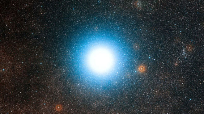 Bầu trời sao xung quanh hệ Alpha Centauri.