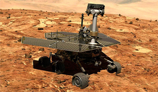 Xe thám hiểm Opportunity trên bề mặt sao Hỏa.