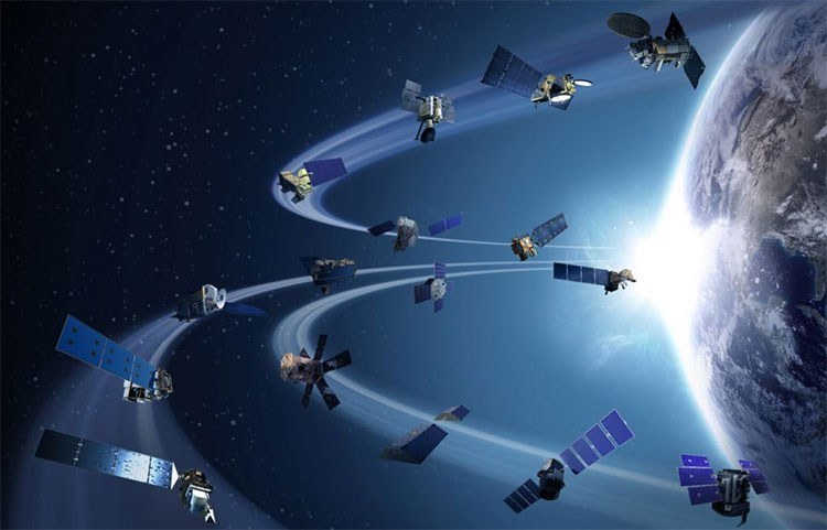 Hình minh họa mô tả hạm đội vệ tinh quan sát Trái đất của NASA. (Ảnh: NASA).