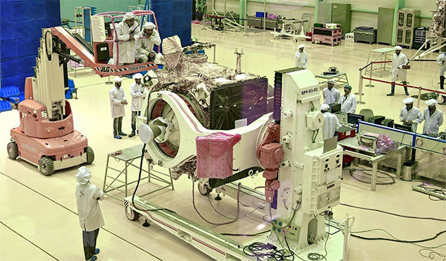 Tàu không gian Chandrayaan-2 của Ấn Độ tại Bangalore ngày 12/6/2019. (Ảnh: AFP/ TTXVN).