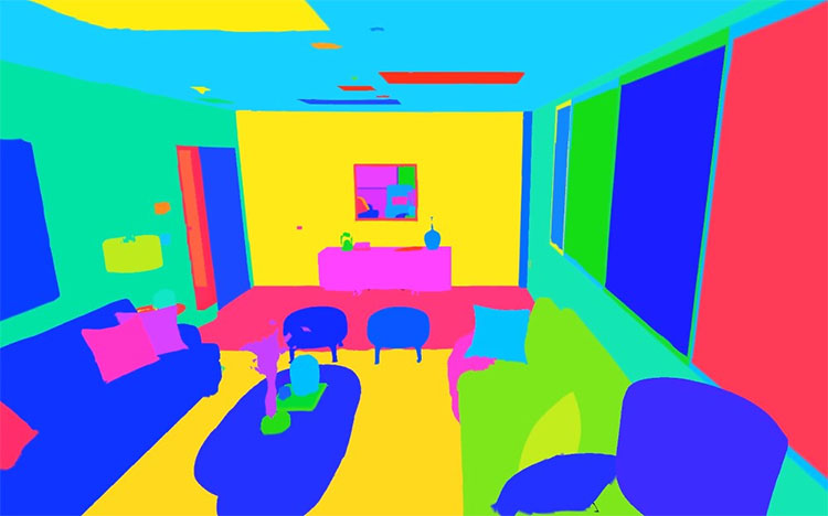 Bản đồ 3D được dựng lên khi AI quan sát một căn phòng trong dự án Habitat.