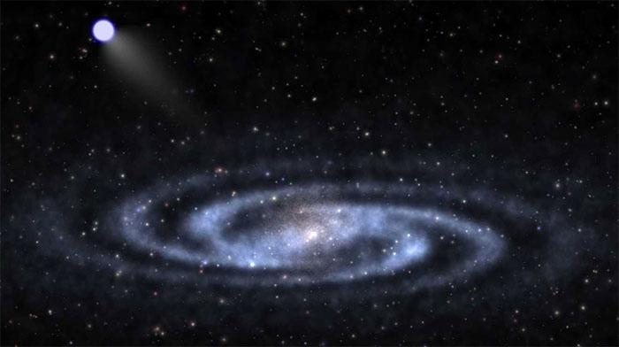 Ngôi sao S5-HVS1 bay cực nhanh ra xa khỏi trung tâm dải Ngân hà. (Ảnh: arXiv).