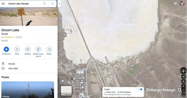 Đĩa bay xuất hiện trên Google Maps, gần Area 51