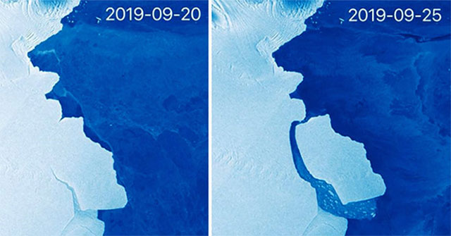 Tảng băng lớn bằng London ở "chiếc răng lung lay" tách khỏi Nam Cực