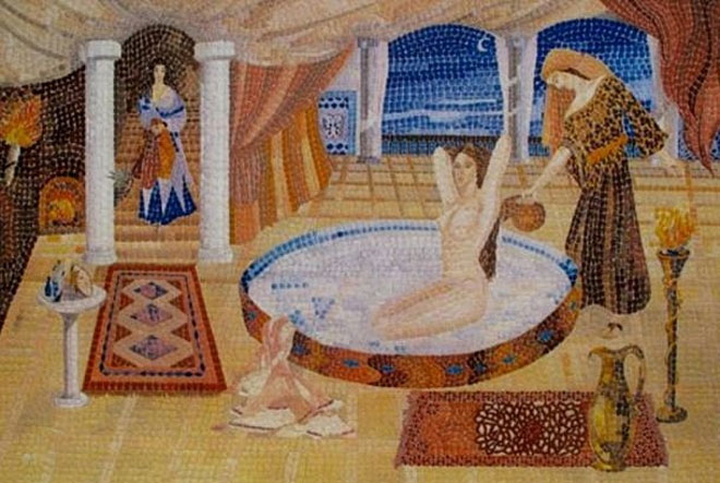Tranh khảm "Cleopatra’s Milk Bath" (Bồn tắm Sữa của Cleopatra).