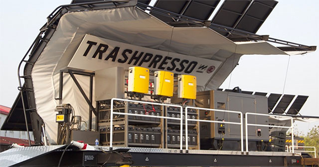 Trashpresso - Cỗ máy tái chế nhựa di động vận hành bằng năng lượng Mặt Trời
