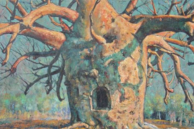 Bức tranh của Vlase Zanalis mang tên Boab Prison Tree Wyndham, bị chú thích sai lệch trong một bài báo năm 1949.