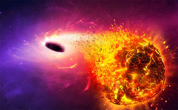 Ảnh minh họa một hành tinh bị hố đen siêu khối lượng nuốt chửng