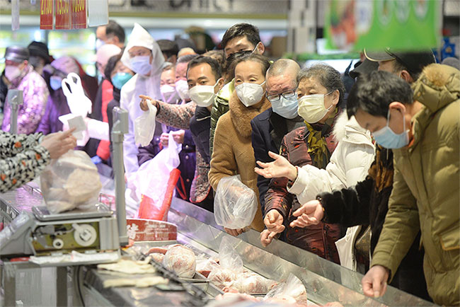 Một siêu thị ở thành phố Vũ Hán sau khi dịch nCoV bùng phá