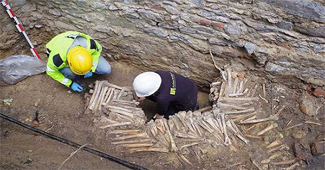 Phát hiện bức tường xương người 500 năm tuổi