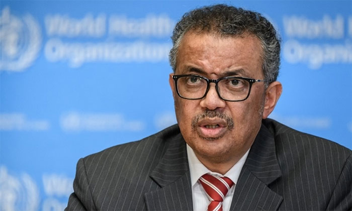 Tổng giám đốc WHO Tedros Adhanom Ghebreyesus họp báo tại Thụy Sĩ ngày 11/3