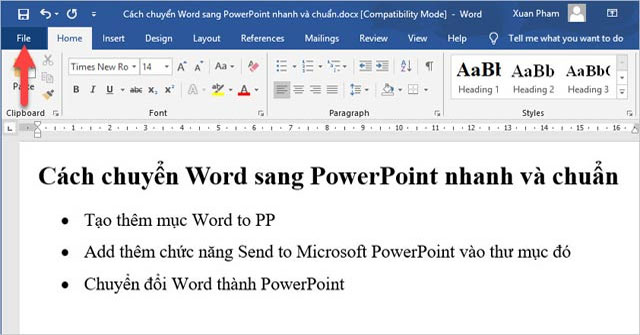 Hướng dẫn chuyển nội dung Word sang PowerPoint tự động