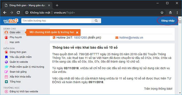 Hướng dẫn đăng nhập và đăng xuất hệ thống quản lý nhà trường VnEdu