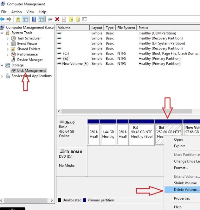 Chọn Disk Management trong cửa sổ Computer Management.