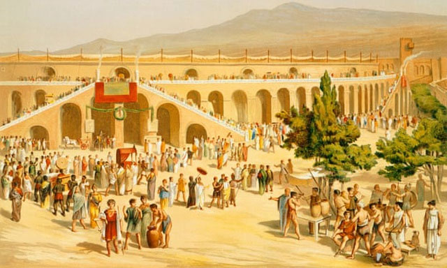 Phục dựng cảnh quảng trường buôn bán của người La Mã