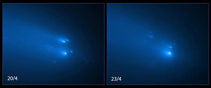 Hubble chụp các mảnh vỡ sao chổi vào ngày 20 và 23/4