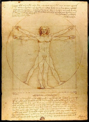 Người Vitruvius – bản vẽ và tính toán của Leonardo da Vinci thực hiện khoảng năm 1490.