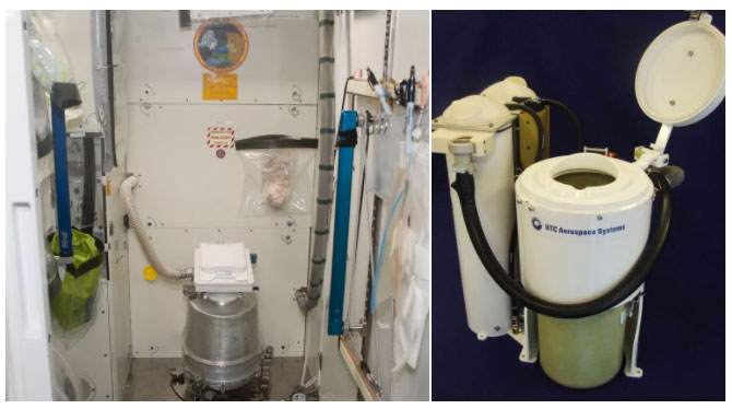 Chiếc toilet đang được trang bị trên ISS và bản mẫu toilet mới do NASA phát triển.
