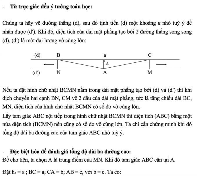 Lời giải và lời bình của thầy Trần Phương cho bài toán diện tích không giới hạn 3