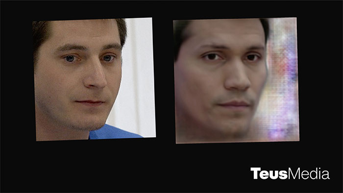 Gương mặt thật của diễn viên Maxim Lapunov (trái) và bộ mặt deepfake