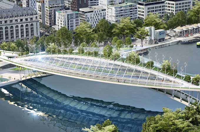Thiết kế cầu đi bộ xanh tại Paris.