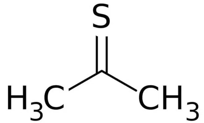Cấu trúc hóa học của thioacetone.