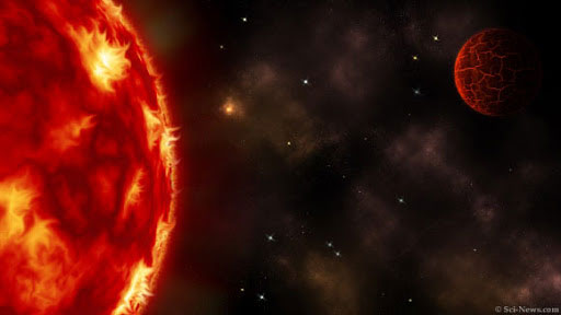 Ảnh đồ họa mô tả ngôi sao lùn đỏ và siêu Trái đất bí ẩn