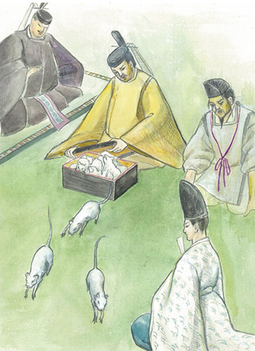 Tranh vẽ cuộc thi tài giữa Abe no Seimei và pháp sư Ashiya Dōman.