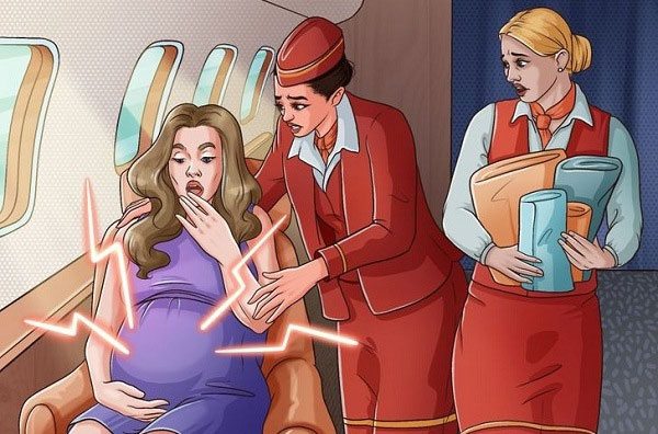 Các tiếp viên hàng không sẽ đóng vai trò là nữ hộ sinh và đỡ đẻ cho em bé.