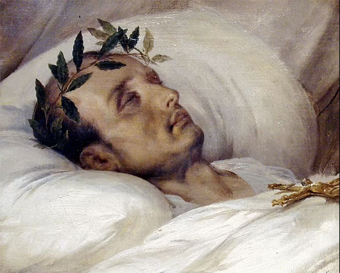Bức tranh vẽ Napoléon trên giường bệnh.