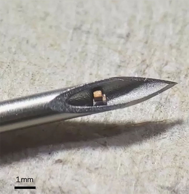 Thiết kế chip cảm biến hình lập phương, mỗi cạnh 0.3mm.