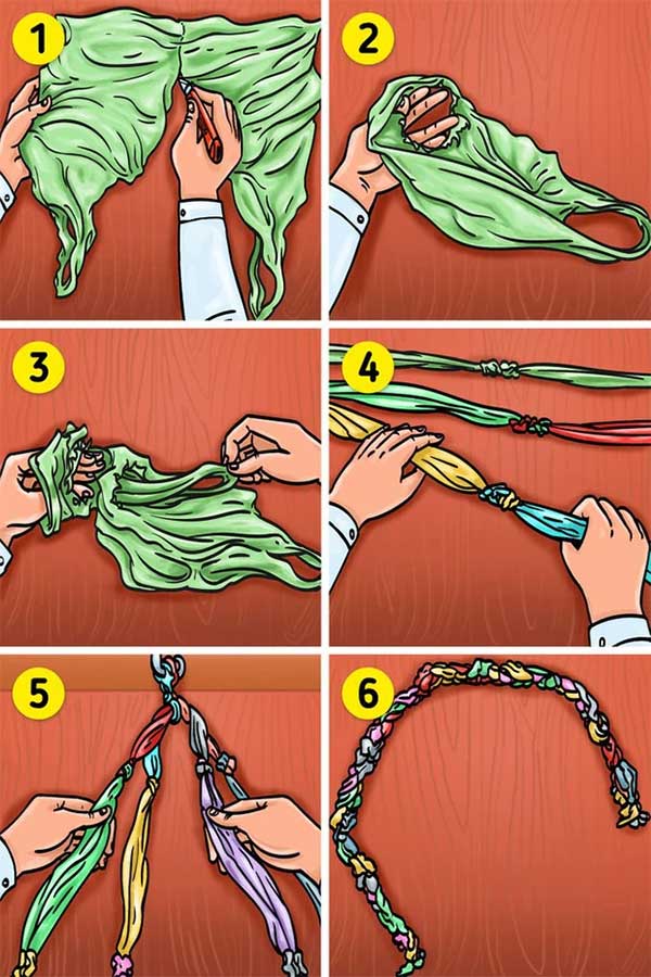 Biến túi nylon thành dây buộc